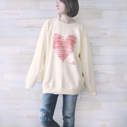 おとなのトレーナー　*LOVE-Tee*　＊XL・バニラホワイト＊ 1枚目の画像