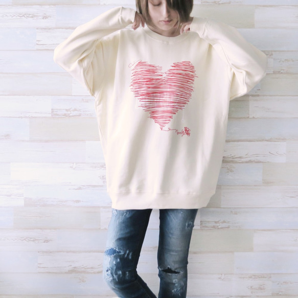 おとなのトレーナー　*LOVE-Tee*　＊XL・バニラホワイト＊ 2枚目の画像