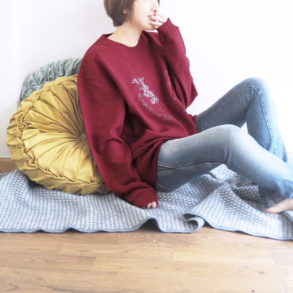 おとなのトレーナー　*MUSICA-Tee*　＊ボルドー＊XL　小鹿