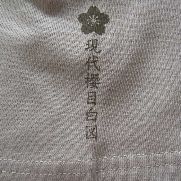 【櫻目白図　グレー】純白の桜が新しく美しい。モダン和柄スタイルです。★和柄Ｔシャツ専門店【Tシャツ工房三宝堂】 3枚目の画像