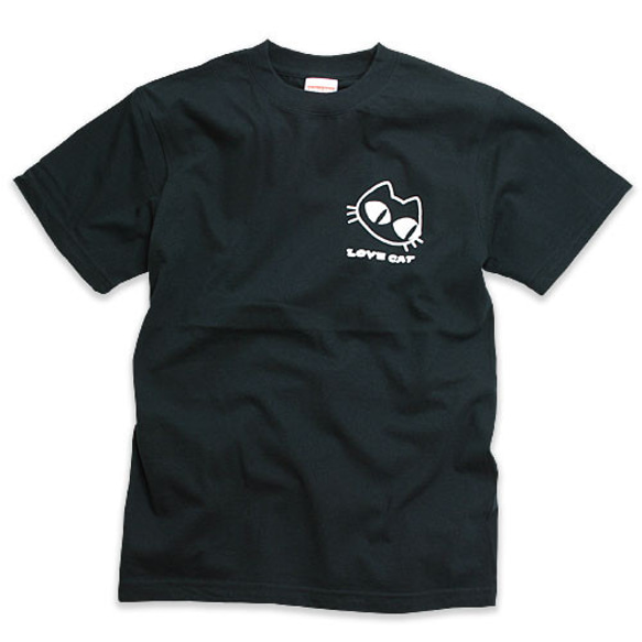 SCOPYネコTシャツ「LOVE CAT」ブラック 2枚目の画像