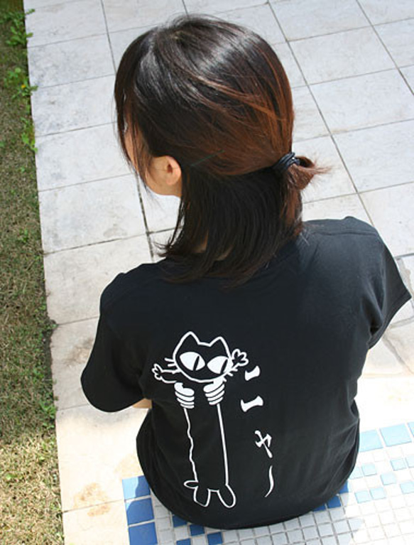 SCOPYネコTシャツ「LOVE CAT」ブラック 3枚目の画像