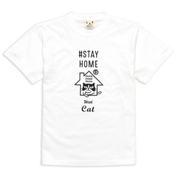 SCOPYネコTシャツ「STAYHOME」  ホワイト 1枚目の画像
