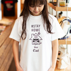 SCOPYネコTシャツ「STAYHOME」  ホワイト 3枚目の画像