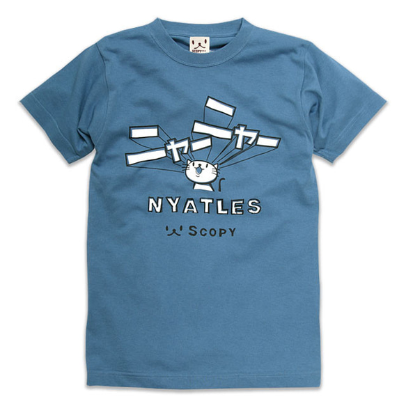 SCOPYネコTシャツ「NYATLES」スレート 1枚目の画像