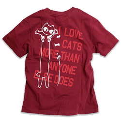 SCOPYネコTシャツ「LOVE CAT(PK Ver)」ワインレッド 1枚目の画像