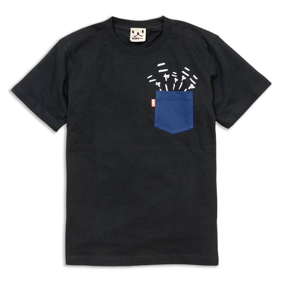 SCOPYネコTシャツ「隠れネコ」ブラック 2枚目の画像