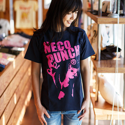 SCOPYネコTシャツ「NECO PUNCH」ネイビー 3枚目の画像