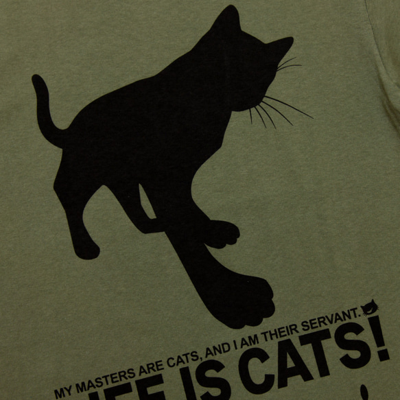 SCOPYネコTシャツ「CAT'S SERVANT」オリーブ 2枚目の画像
