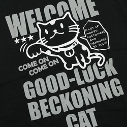 SCOPYネコTシャツ「BECKONING CAT」ブラック 3枚目の画像