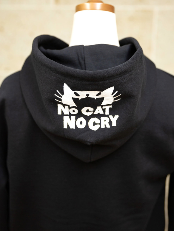 SCOPYパーカー「NO CAT NO CRY」 ブラック 3枚目の画像