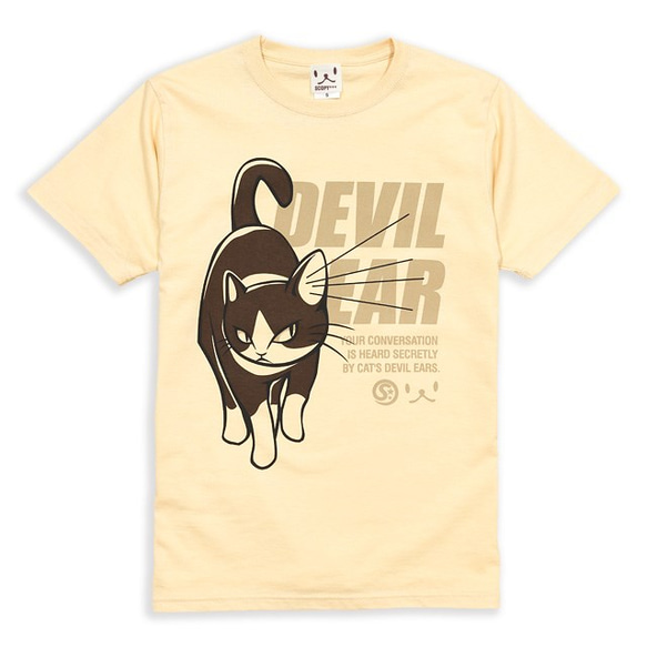 SCOPYネコTシャツ「DEVIL EAR」 ナチュラル 1枚目の画像