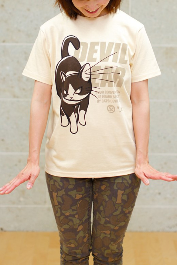 SCOPYネコTシャツ「DEVIL EAR」 ナチュラル 3枚目の画像