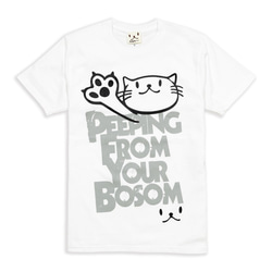 SCOPYネコTシャツ「PEEPING CAT」ホワイト 1枚目の画像