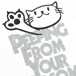 SCOPYネコTシャツ「PEEPING CAT」ホワイト 2枚目の画像