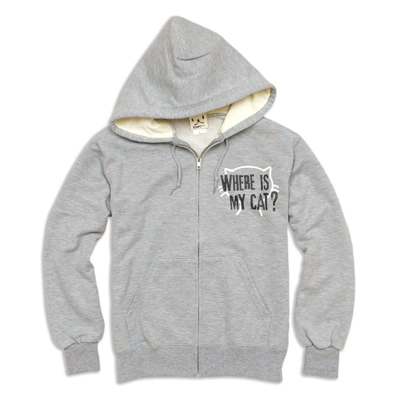 【送料無料】SCOPYパーカー「隠れネコ」グレー