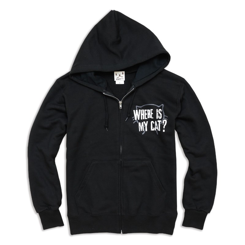 【送料無料】SCOPYパーカー「隠れネコ」ブラック