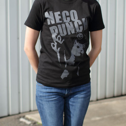 SCOPYネコTシャツ「NECO PUNCH」ブラック 4枚目の画像