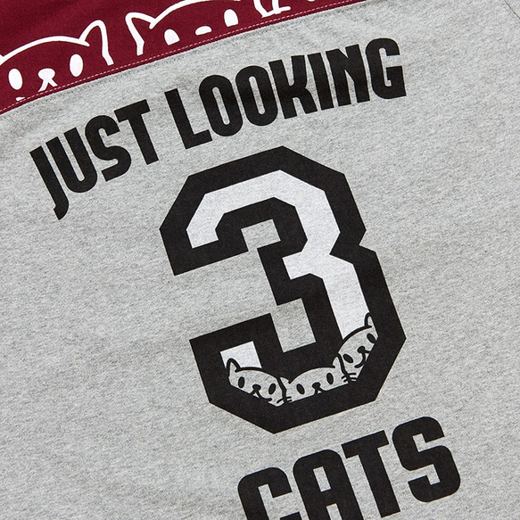 【販売終了】SCOPYネコTシャツ「3CATS」グレー×ボルドー 3枚目の画像