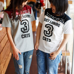 【販売終了】SCOPYネコTシャツ「3CATS」グレー×ボルドー 4枚目の画像