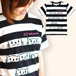 【販売終了】SCOPYネコTシャツ「Cat's Apartment」ブラック×ホワイト 1枚目の画像