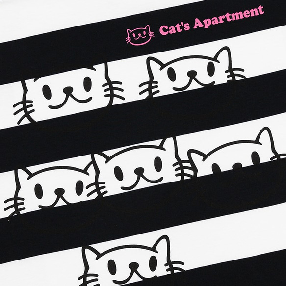 【販売終了】SCOPYネコTシャツ「Cat's Apartment」ブラック×ホワイト 3枚目の画像