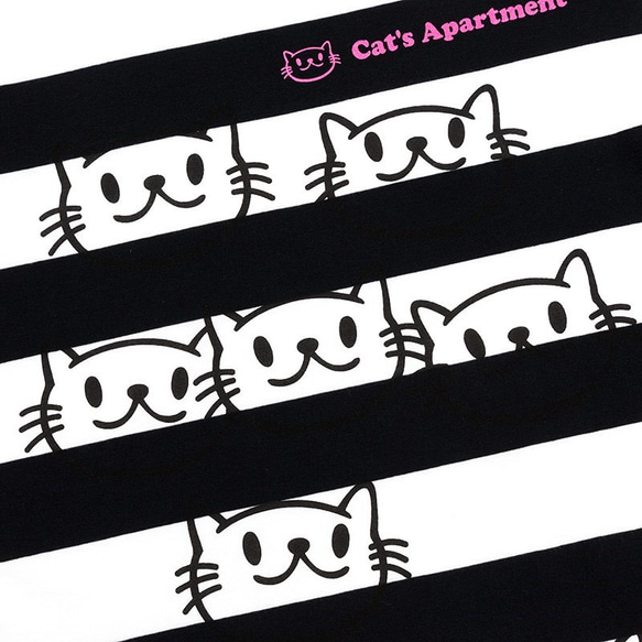 【販売終了】SCOPYネコ　ロンT「Cat's Apartment」  ブラック×ホワイト 2枚目の画像