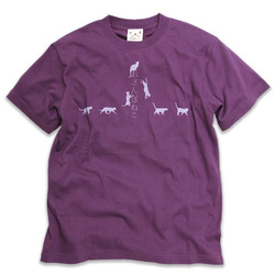 SCOPYネコTシャツ「おさんぽねこ」ムラサキ 1枚目の画像