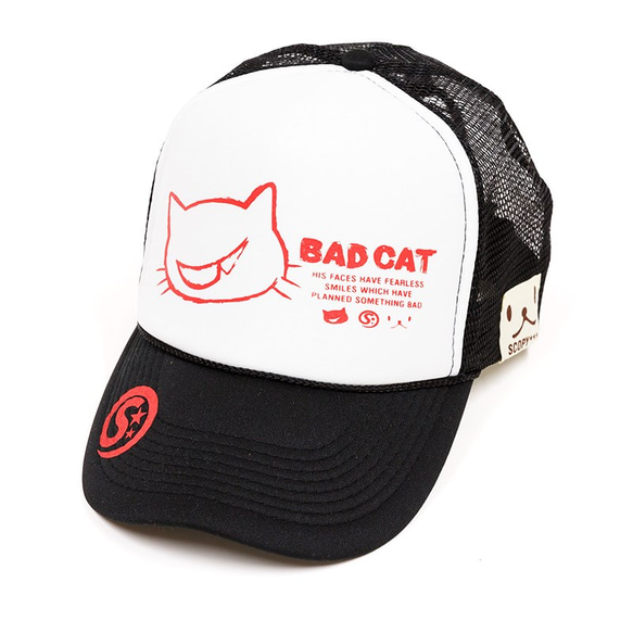 SCOPYネコ　メッシュキャップ「BAD CAT」ブラック 1枚目の画像