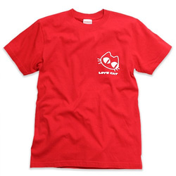 SCOPYネコTシャツ「LOVE CAT」レッド 2枚目の画像
