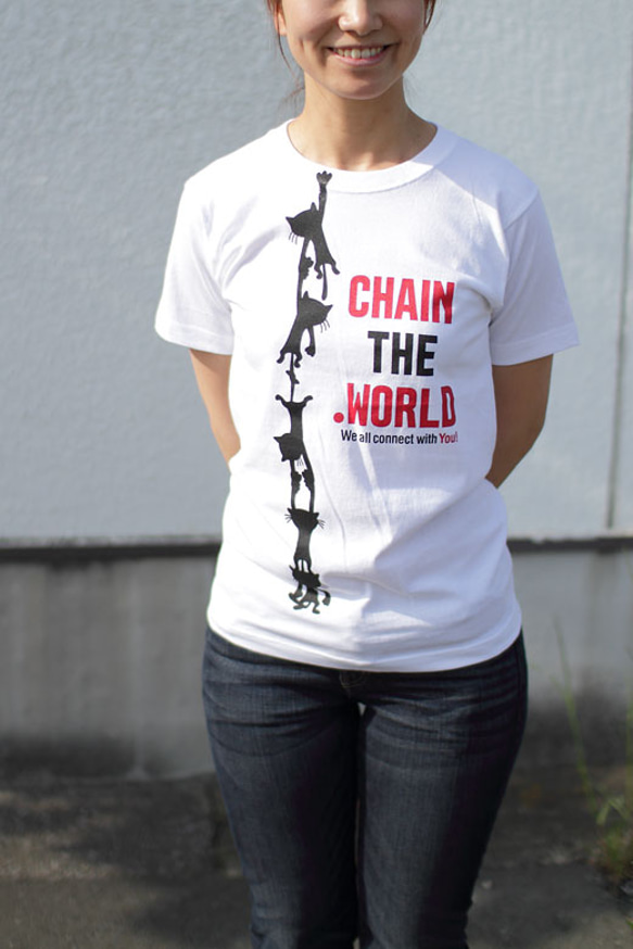 SCOPYネコTシャツ「CHAIN」ホワイト 3枚目の画像