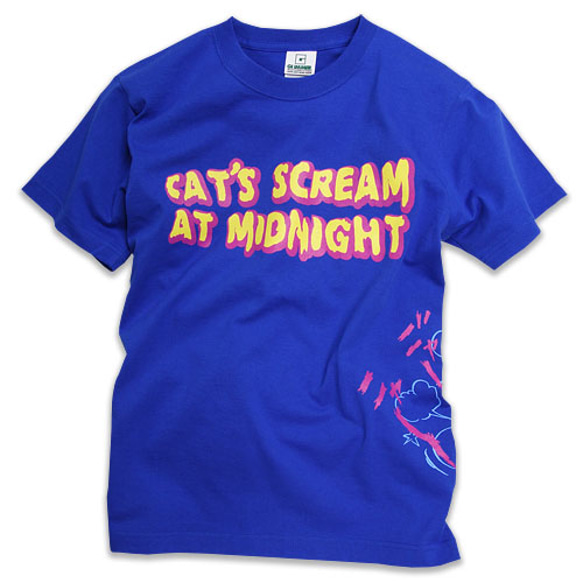 SCOPYネコTシャツ「CAT'S SCREAM」Rブルー 1枚目の画像