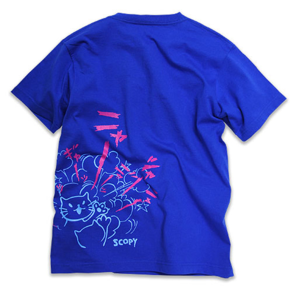 SCOPYネコTシャツ「CAT'S SCREAM」Rブルー 2枚目の画像