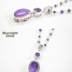 杉石和紫水晶和天然石珠長項鍊 第2張的照片