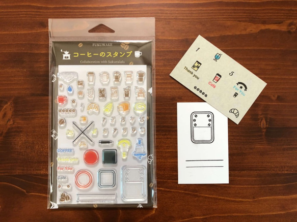 【スタンプのみ】コーヒー/54種類入ったクリアスタンプ/福わけはんこ 1枚目の画像