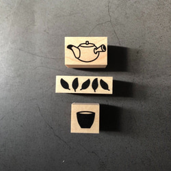 お茶はんこ 3点セット / 急須 / 茶葉 / 湯呑 / 福わけはんこ 2枚目の画像