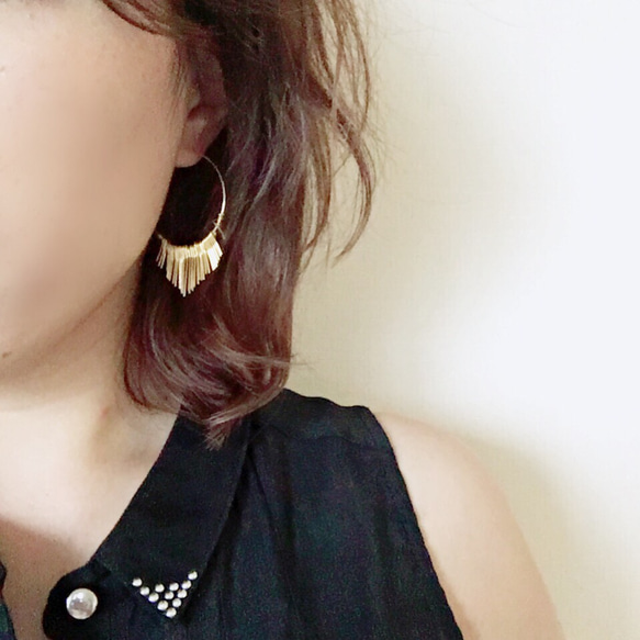 fringe hoops(gold) 3枚目の画像