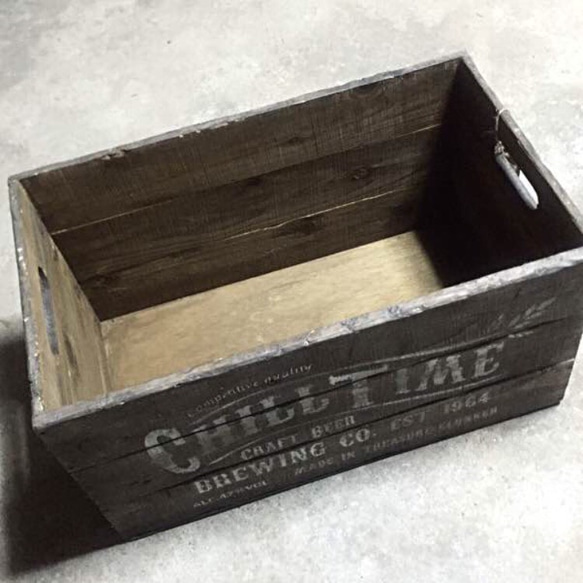 【送料無料】ダークオーク 木箱 ウッドボックス アンティーク風 ビンテージ 本箱 おもちゃ箱 棚 アウトドア 4枚目の画像