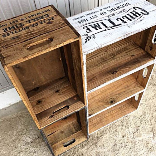 送料無料】ホワイト 木箱 ウッドボックス アンティーク風