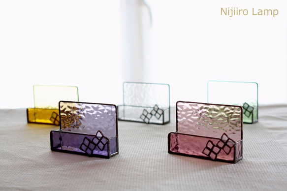 【ステンドグラス】 紫陽花のカードスタンド パープル PU 5枚目の画像