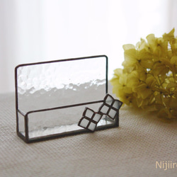 【ステンドグラス】 紫陽花のカードスタンド クリアー CL 2枚目の画像