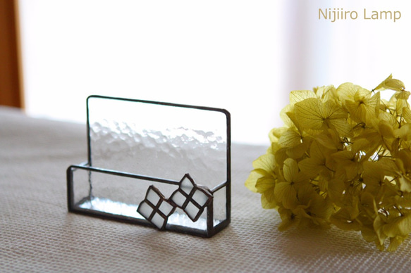 【ステンドグラス】 紫陽花のカードスタンド クリアー CL 3枚目の画像