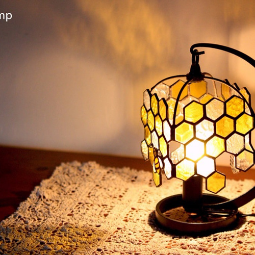 テーブルランプ「ミツバチ イエロー」【ステンドグラスランプ