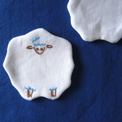 linen coaster [sheep cloud] / ホワイト 1枚目の画像