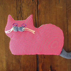 小貓麵包美國棉「Stickitten」/斜條紋紅色 第3張的照片
