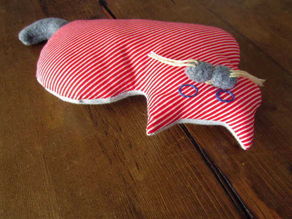 小貓麵包美國棉「Stickitten」/斜條紋紅色 第4張的照片