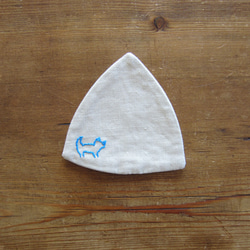 亞麻杯墊[小貓耳朵]白色米色 第2張的照片