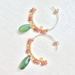 14kgf❁︎宝石質トルマリン×淡水パール カラフルに華やぐシャンデリアピアス 14kgf❁︎宝石質トルマリン×淡水パール カラフルに華やぐ