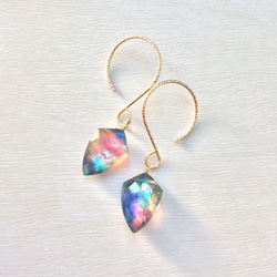 No.1063 アンモライトクォーツフックピアス A】アンモライトの一粒ピアス ピアス（フック・チェーン） きなたろう