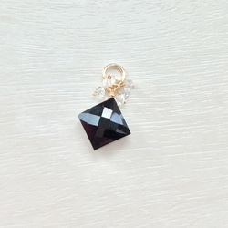 ブラックオニキスとハーキマーダイヤモンドのネックレストップ 2枚目の画像